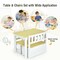 4 Pieces Kids Wooden Activity Table and Chairs Set with Storage Bench and Study Desk